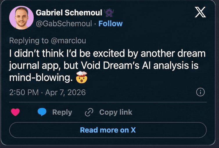 Gabriel Schemoul on X: Voidream AI dream analysis is mind-blowing